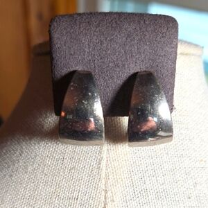 SILVER TONE CLIP-ON HOOP EARRINGS